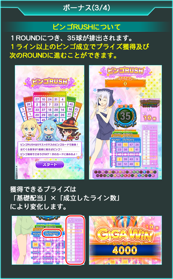 このすばBINGOのゲーム画面